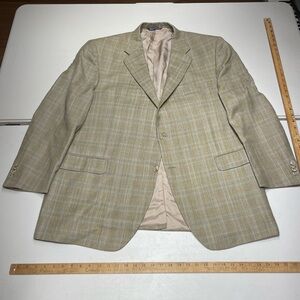 Coppley size 60C/50T (XXXLT) Tan & Sky Blue Glen Check Sport Coat